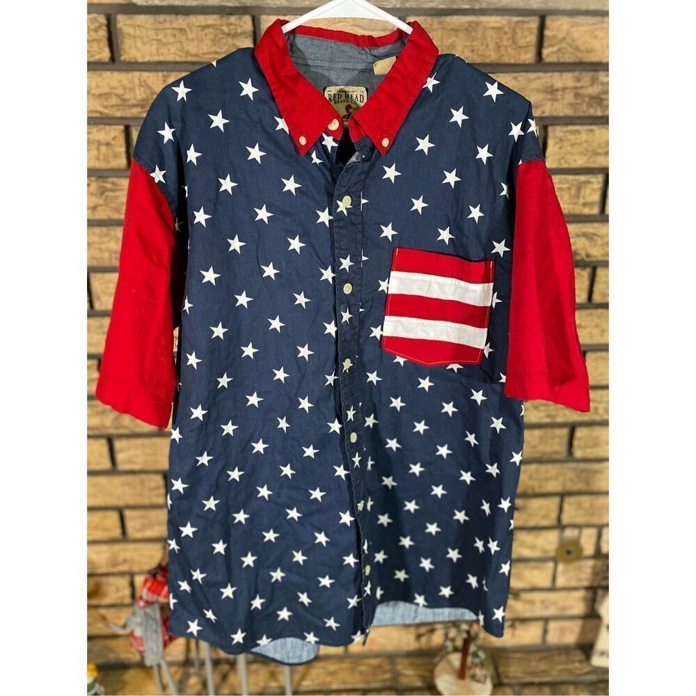 RedHead Button Down American Flag Shirt